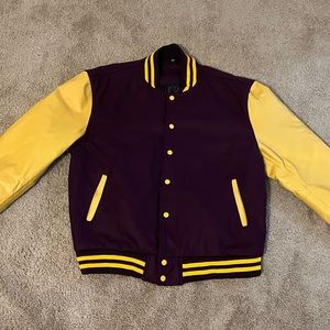 PLUM (NOT PURPLE) AND GOLD VARSITY STYLE JACKET